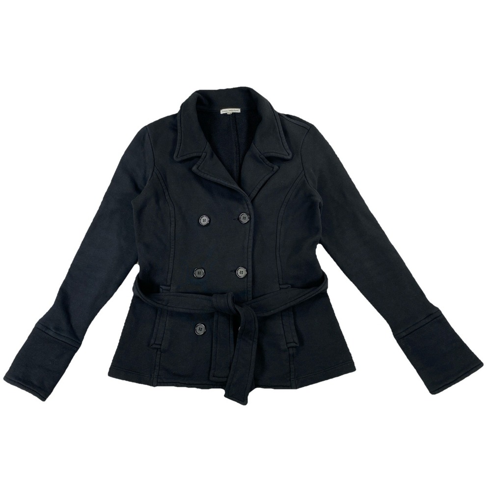JAMES PERSE Double Breasted Sweatshirt Jacket Black with Belt Women's Size 3